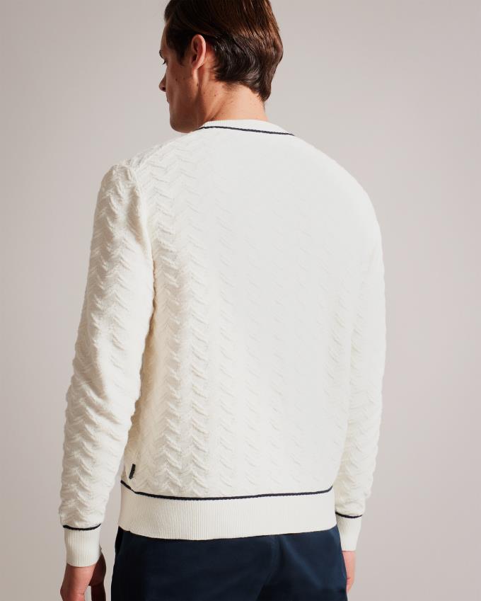 Pull Ted Baker Long Sleeve Chevron Knit Blanche Homme | PMH-66206629